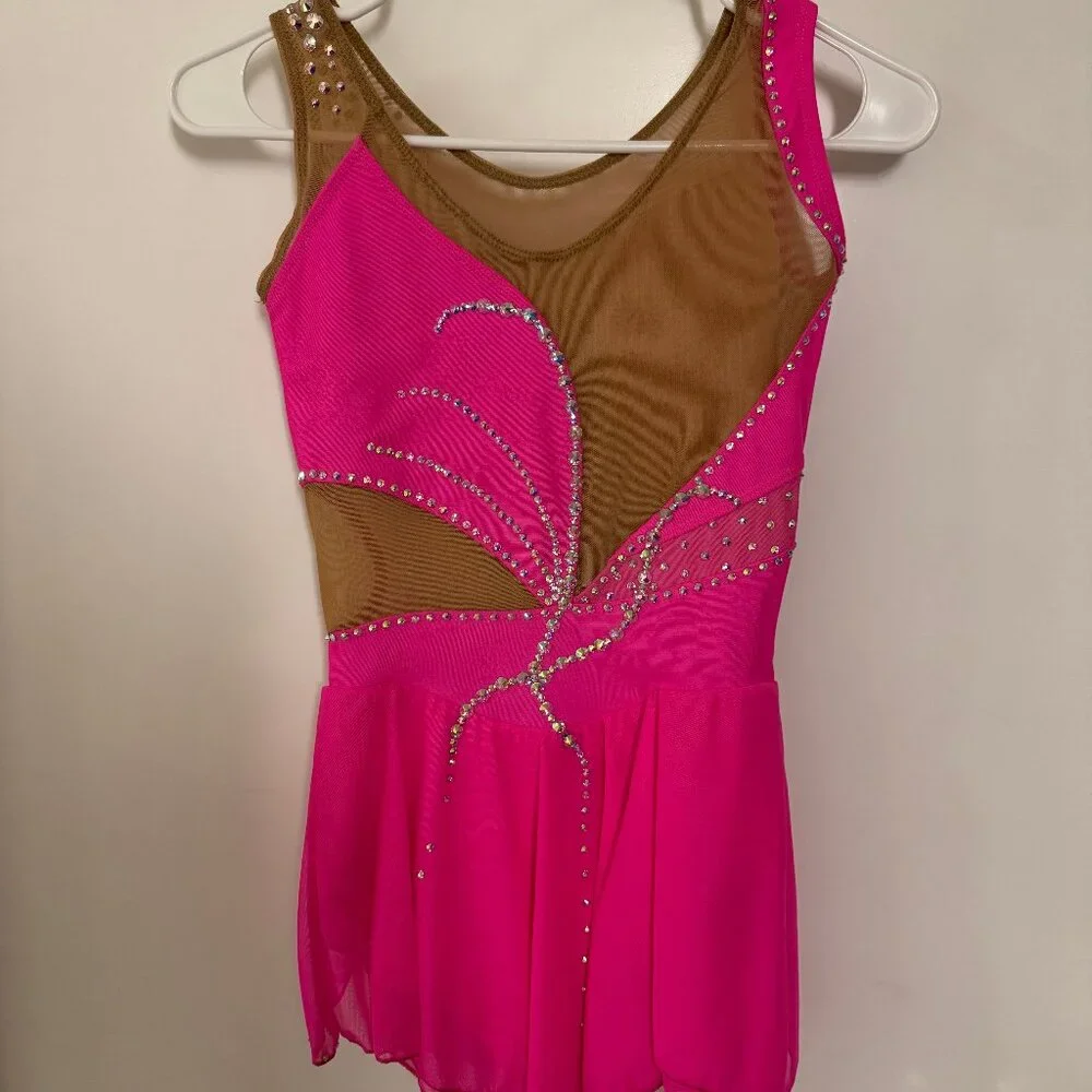 Sharene Designs Style 7253 Girls pink figure skating dress size Large size 12